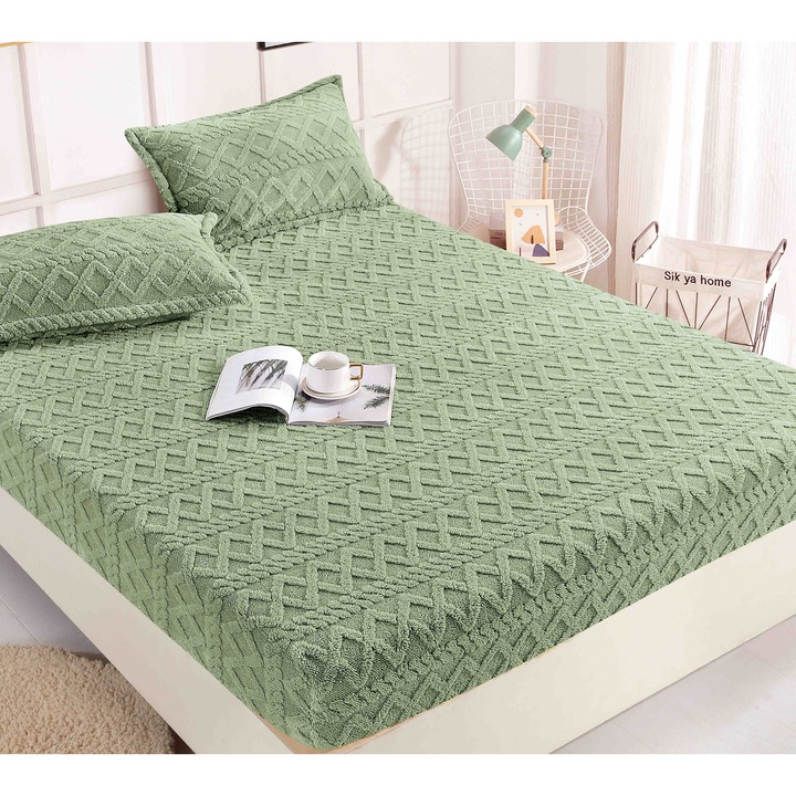 Калъфка за легло Cocolino, 2 калъфки за възглавници, 3 части, 2 лица, 180x200см, Зелен