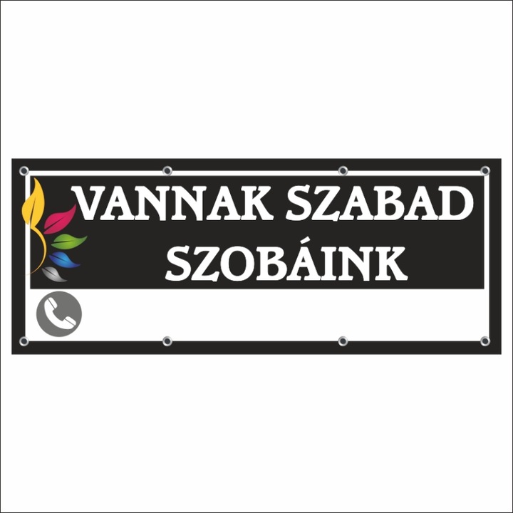 Banner MEDIA, "Vannak szabad szobáink" modell1, 300 x 120 cm