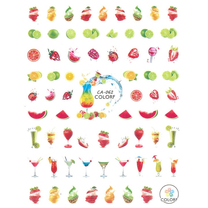 Set autocolante pentru unghii, Allepaznokcie, CA-062, multicolor, 10x8cm