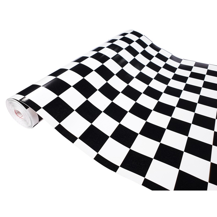 Autocolant mobila de bucatarie partea din fata, 45 x 200 cm, DecoMeister®, Model Tabla De Sah Mare, E040-045R0200