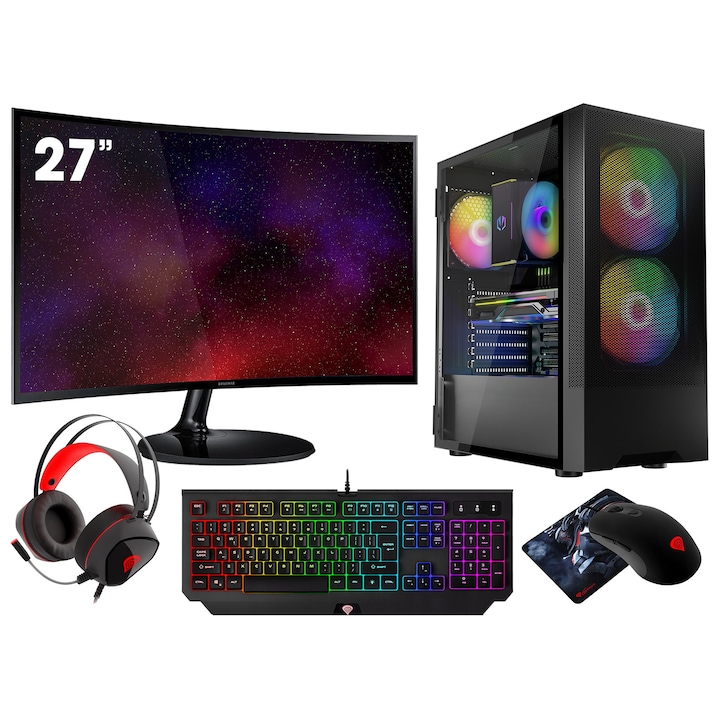 VIST Sistem PC Ryzen 7 5700G, Ram 32GB, SSD 1TB M.2, WIFI, LCD 27, Windows 11 Pro preinstalat