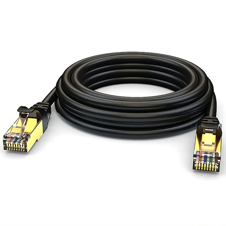 Retoo Hálózati kábel, LAN Ethernet UTP CAT6A 6A, RJ45 csatlakozó, 8P8C, 15m, fekete