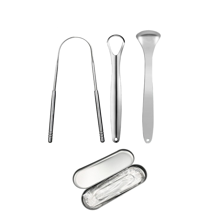 Set 3 periute pentru limba, LAIX, Otel inoxidabil, Argintiu