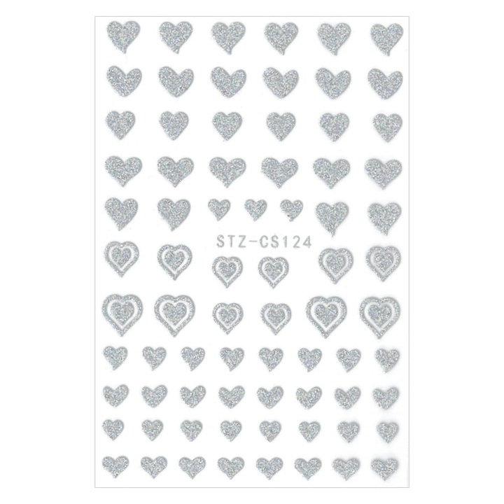 Set autocolante 3D pentru unghii, Allepaznokcie, STZ-CS124, argintiu holo, 6,5x9,5cm