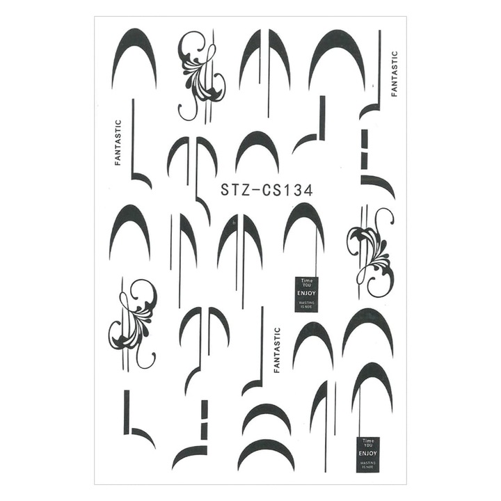 Set autocolante pentru unghii, Allepaznokcie, STZ-CS134, geometrice, 6,5x9,5cm