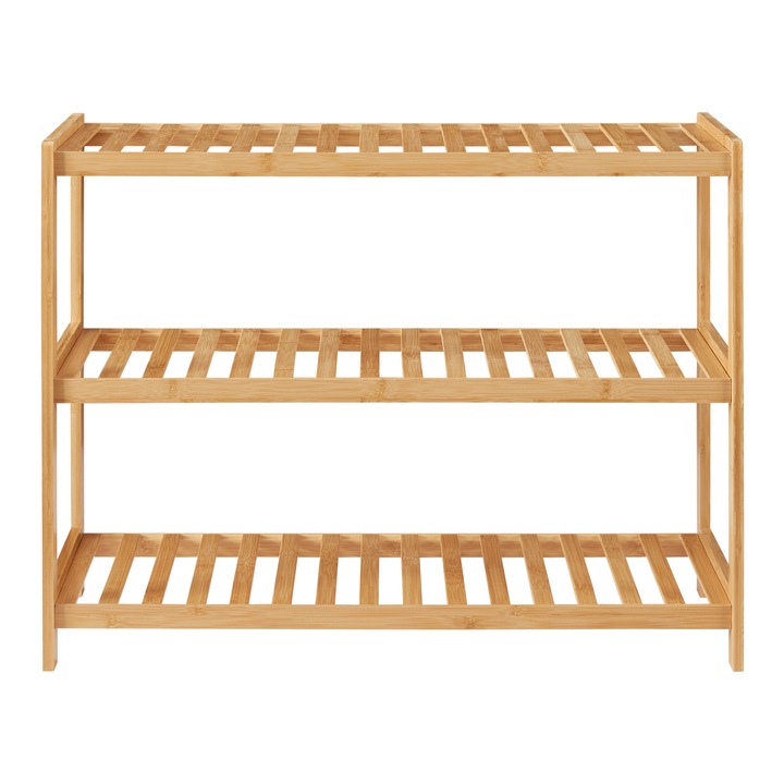 Raft pantofi, en.casa, PXLR-0118 Dammfleth, 55 x 67,5 x 27 cm, bambus, natur, cu 3 polite