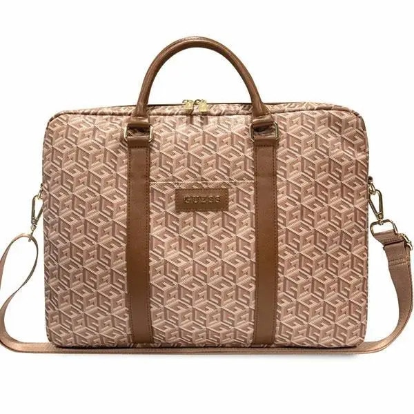 Geanta Guess GCube Stripes compatibila cu laptop 16 inch Brown