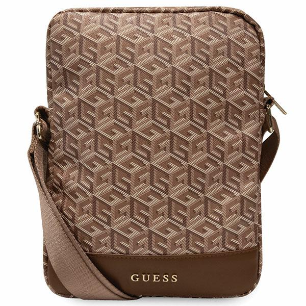 Geanta tableta, Guess GCube Stripe, maro, piele sintetica/poliester/nailon, 10"