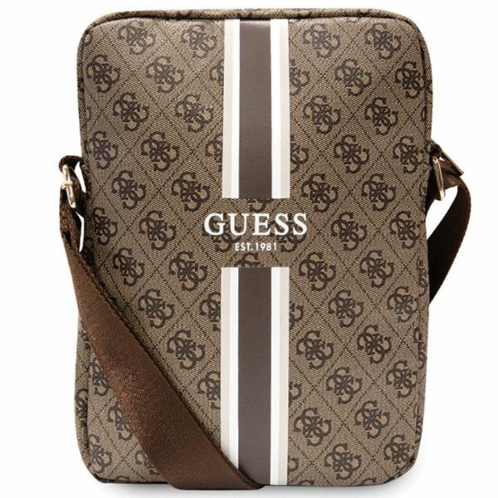 Geanta tableta, Guess 4G Stripes, maro, piele sintetica/poliester/nailon, 10"