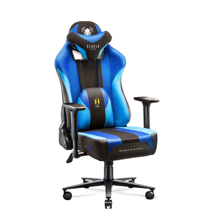 Scaun de gaming, Diablo Chairs, X-Player 2.0, Normal Size, Frost Black, 124-133 cm