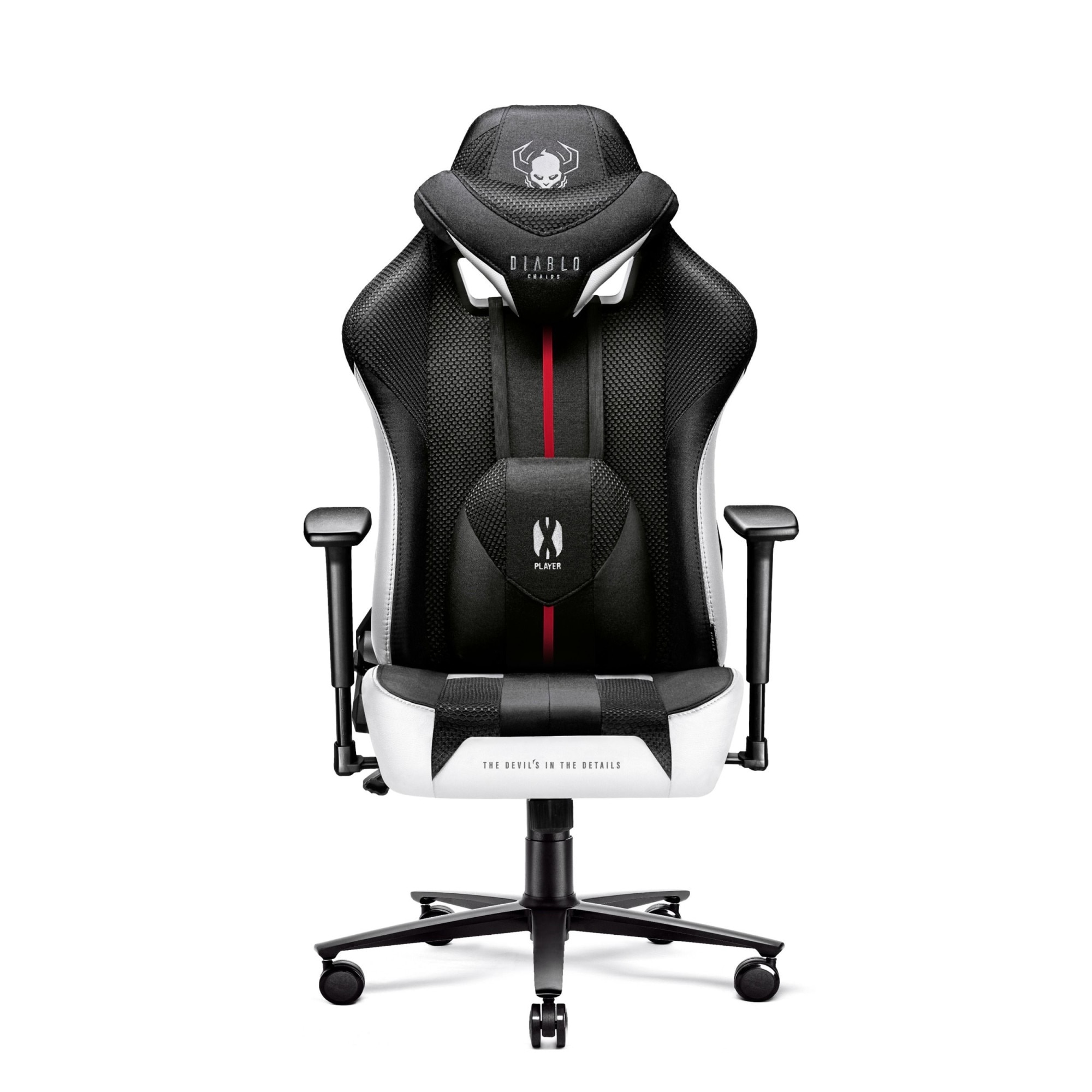 Scaun de gaming, Diablo Chairs, X-Player 2.0, Normal Size, Negru-alb,  124-133 cm 