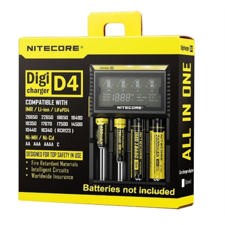 Incarcator Universal Inteligent NITECORE Digicharger D4, li-ion, ni-cd, ni-mh