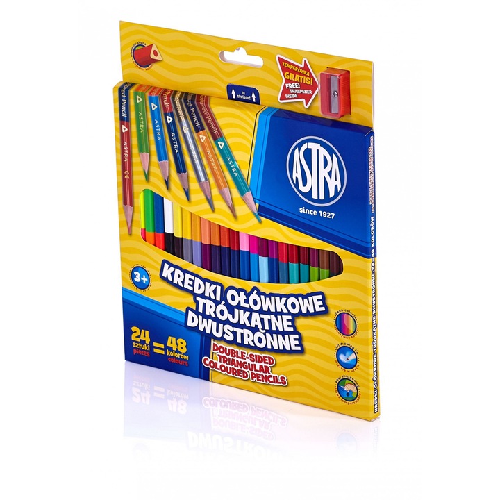 Creioane colorate, 24 buc/set, doua capete, AS312116004