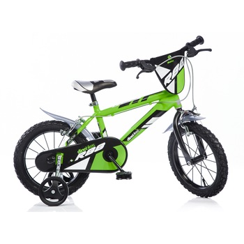Bicicleta pentru copii Dino Bikes Mountain Bike 414U R88 made in Italy negru-verde de marime 14 Bicicleta pentru copii Dino Bikes Mountain Bike 414U R88 made in Italy negru-verde de marime 14