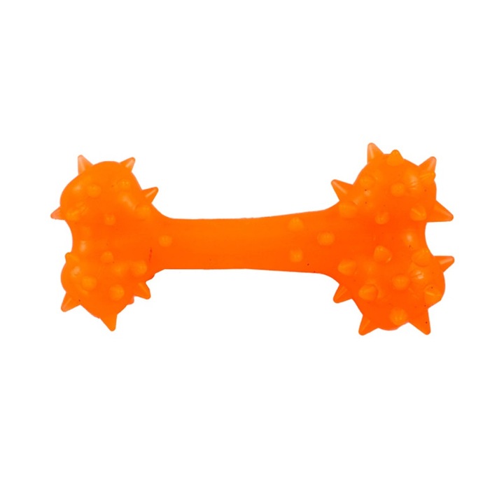 Jucarie pentru caini, forma de OS cu Tepi, 8 cm, portocaliu