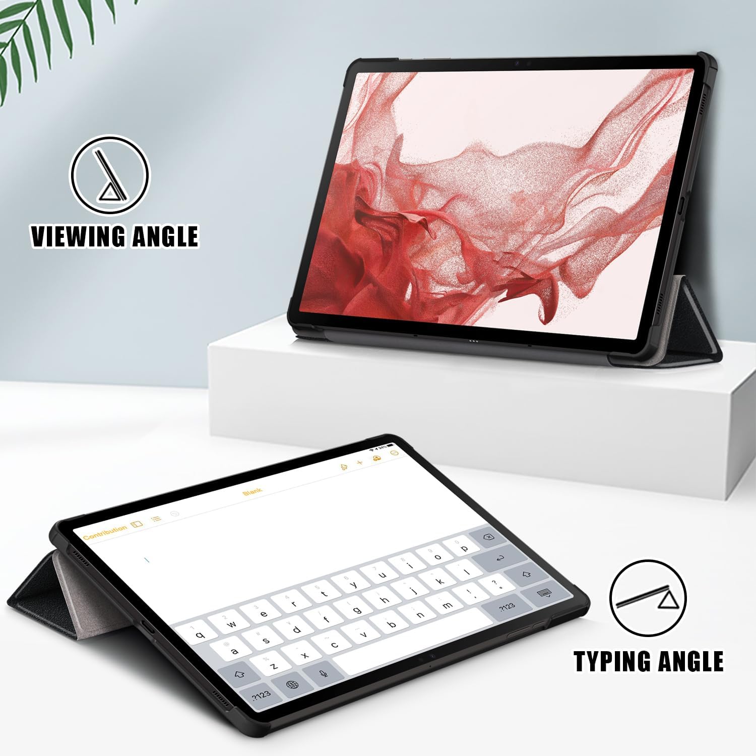 Husa pentru Samsung Galaxy Tab S9+ Plus / S9 FE+ Plus, Tab S10 Plus 12.4 inch Slim UltraLight functie sleep/wake-up, Aiyando, negru