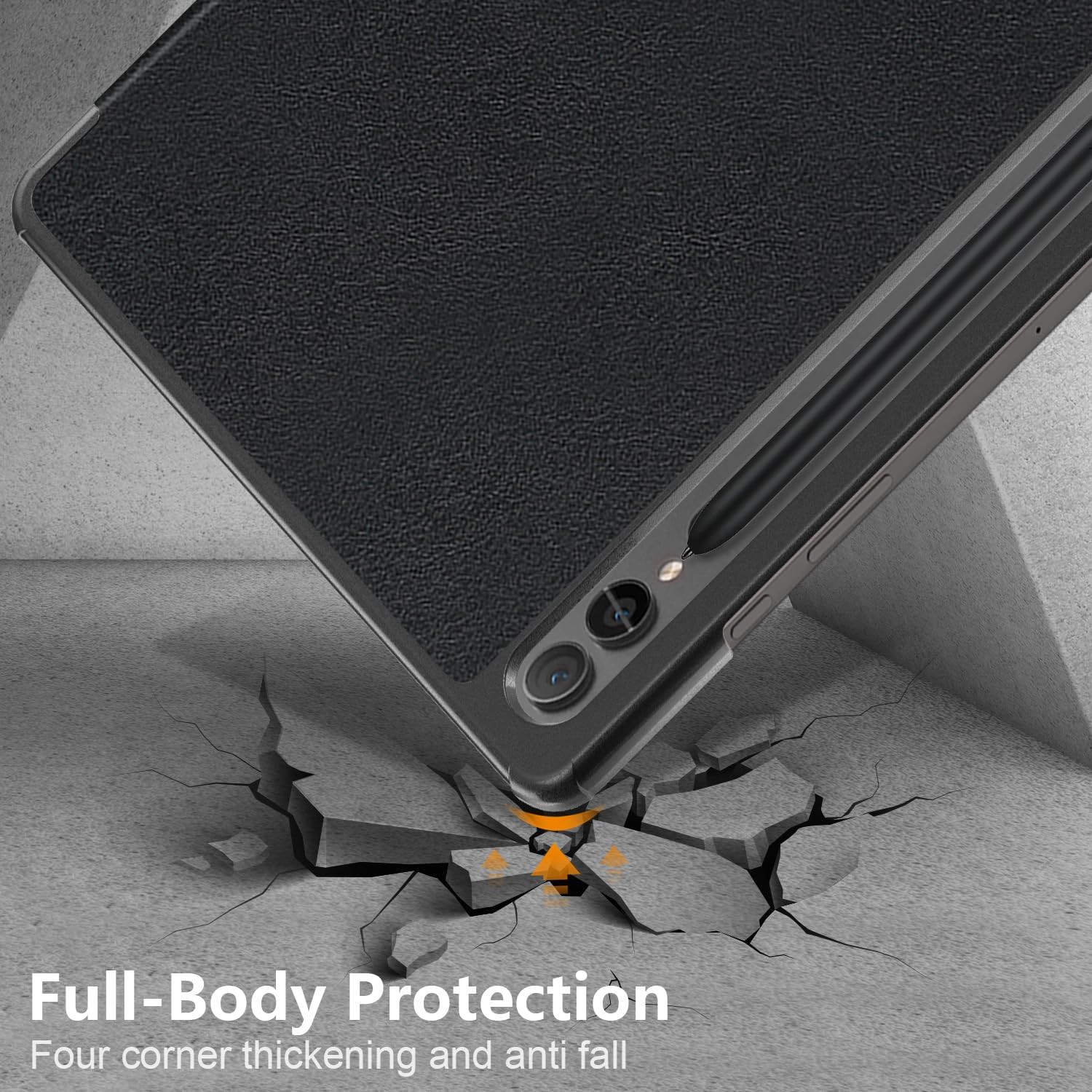 Husa pentru Samsung Galaxy Tab S9+ Plus / S9 FE+ Plus, Tab S10 Plus 12.4 inch Slim UltraLight functie sleep/wake-up, Aiyando, negru