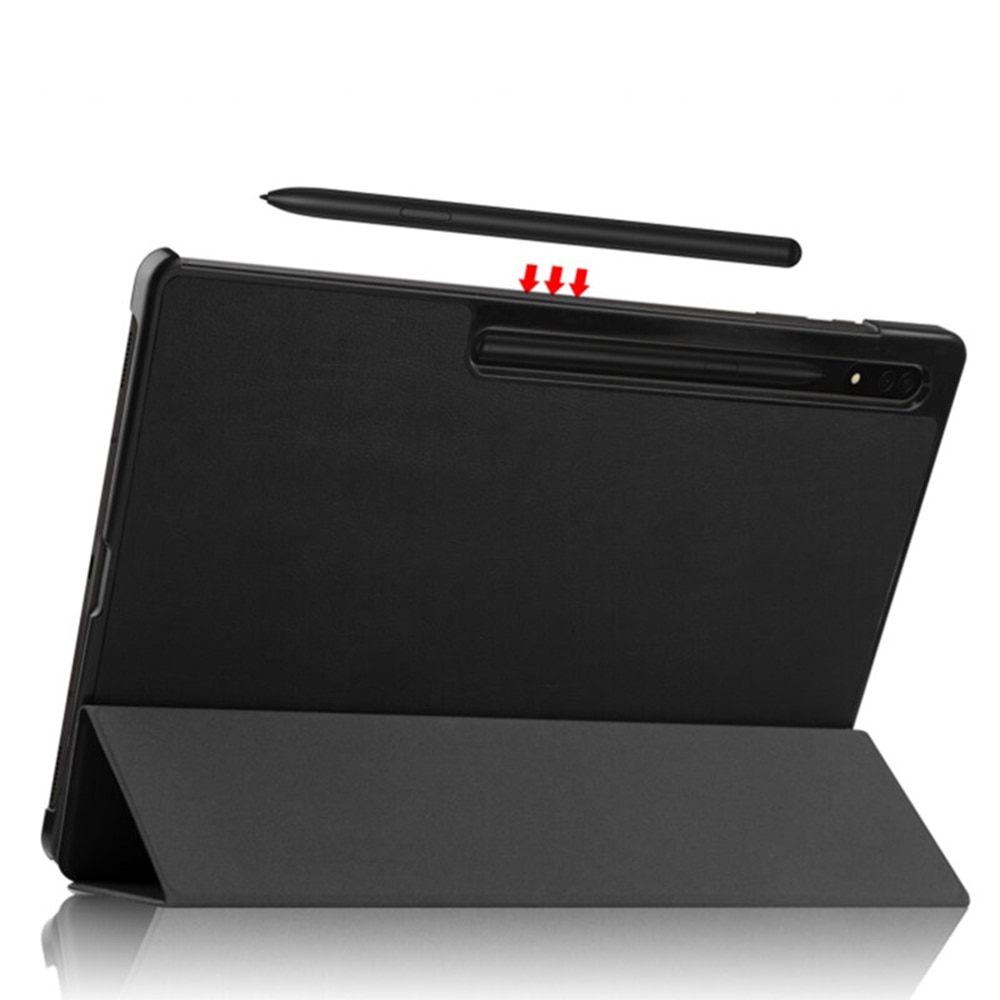 Husa Tableta din piele PU pentru Samsung Galaxy Tab S10 Plus 12.4 inch, Protectie Completa 360, Interior Catifea, Functie de Stand, Display Protejat, Smart Cover, Colturi Anti-Soc, Negru