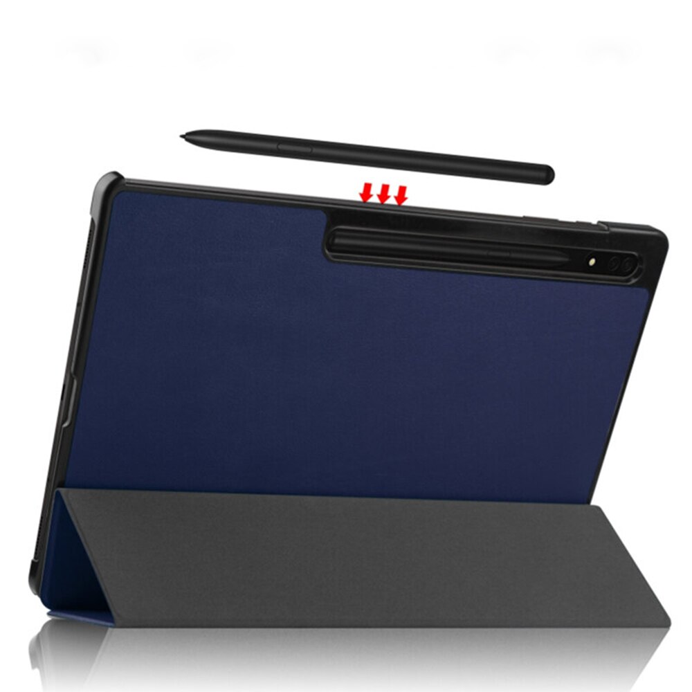 Husa Tableta din piele PU pentru Samsung Galaxy Tab S9 11.0 inch, Protectie Completa 360, Interior Catifea, Functie de Stand, Display Protejat, Smart Cover, Colturi Anti-Soc, Albastru