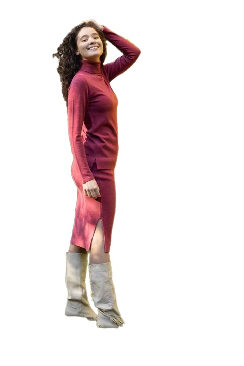 Fusta Tricotata Hermina F163 tip Creion, Siena