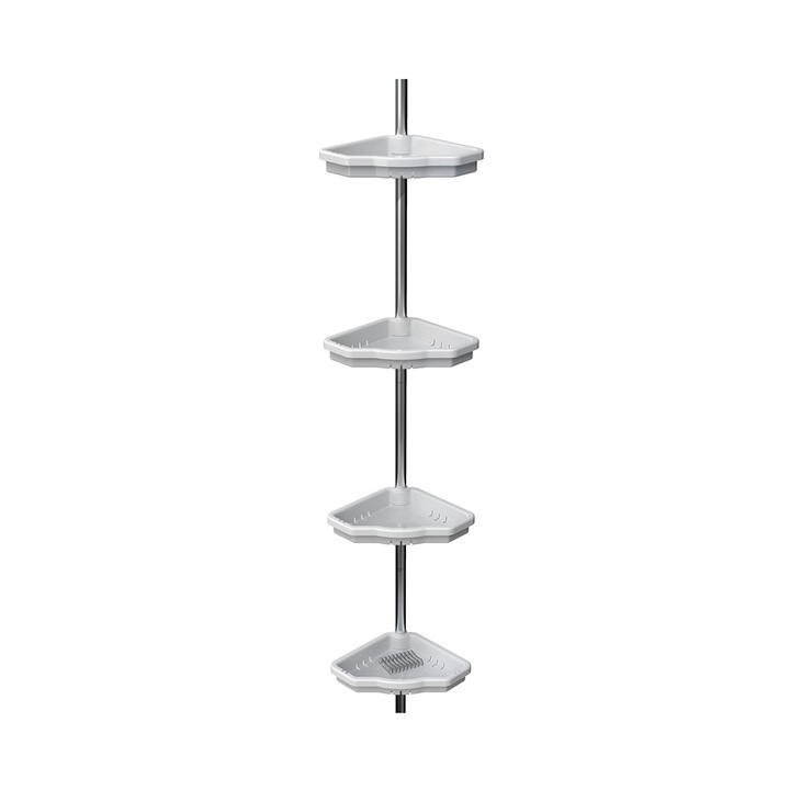 Organizator reglabil tip coltar pentru dus si baie, 4 rafturi