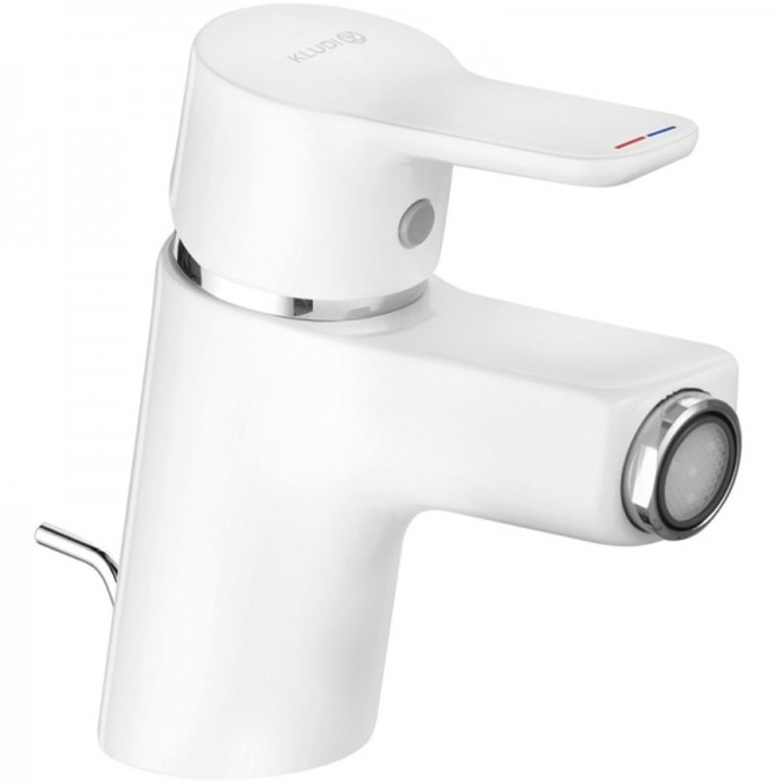 Baterie bideu KLUDI PURE&EASY, alb/crom, monocomanda, montare pe bideu