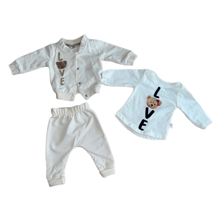 Compleu 3 piese, pentru fetite, bej