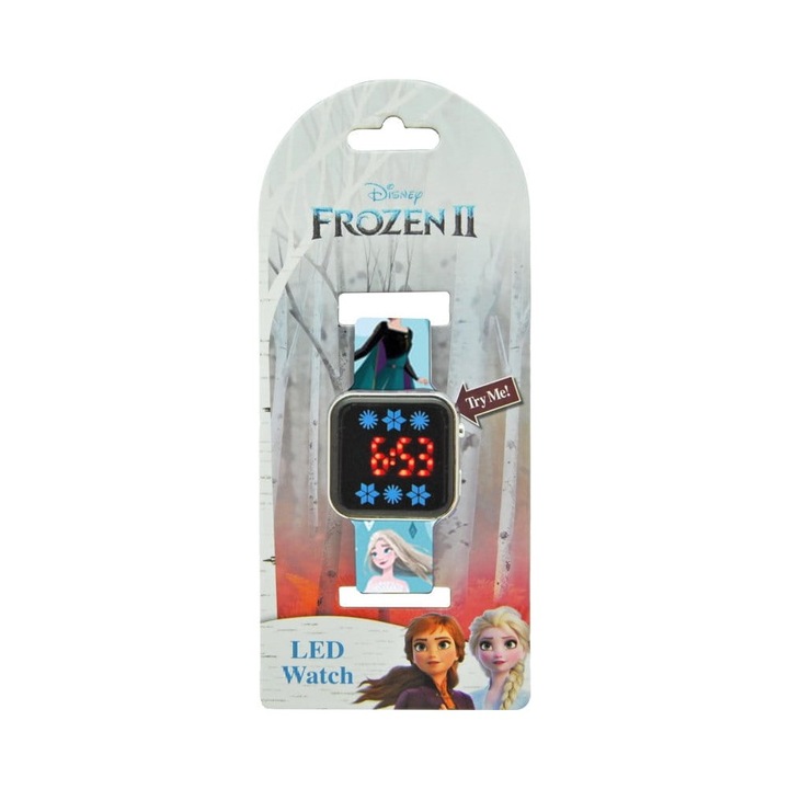 Детски часовник Frozen Elsa & Anna, LED, Многоцветен