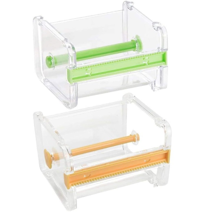 Диспенсър за скоч, голям капацитет, 10x9 см, включен нож и място за съхранение, 2 бр.