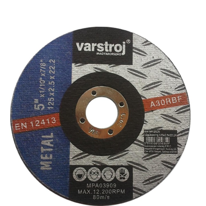 Disc de taiere, Varstroj, Pentru metal, 125x2,5x22,2cm