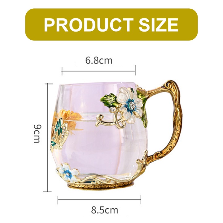 Set cana si lingurita, Sticla, 320 ml, Multicolor