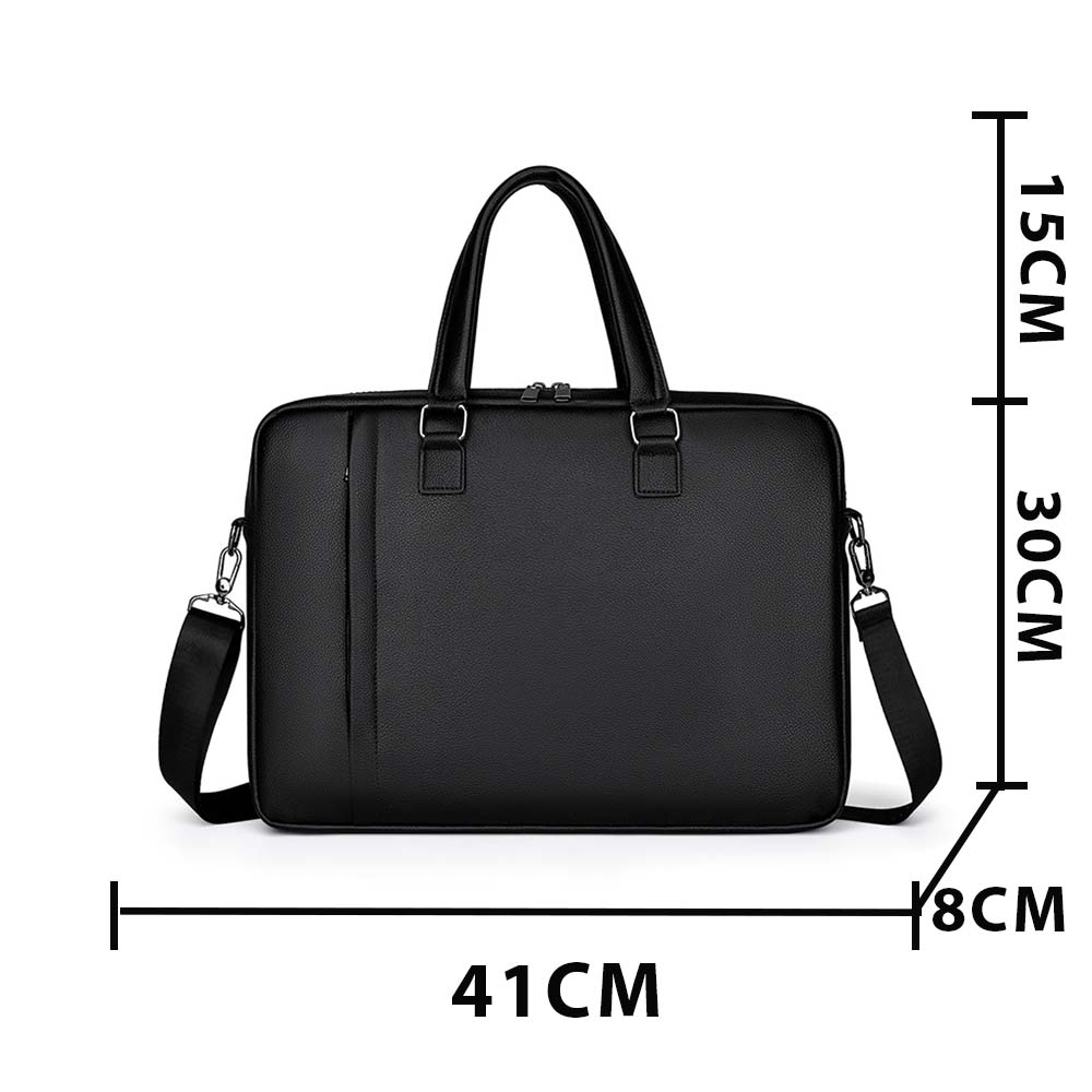 Geanta laptop, Dollcini, Piele ecologica, 15.6", Negru