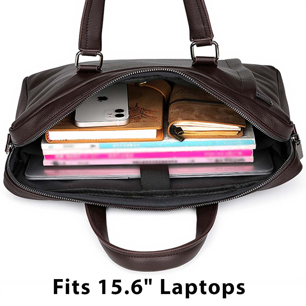 Geanta laptop, Dollcini, Piele ecologica, 15.6", Negru