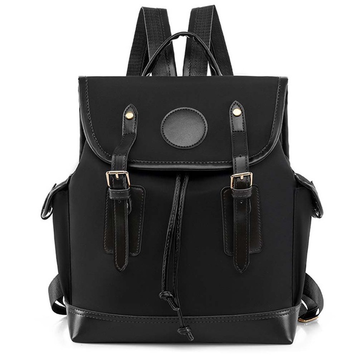 Dollcini, divatos női kockás hátizsák, műbőr táska, utazás/munka/napi, 429181, Fekete
