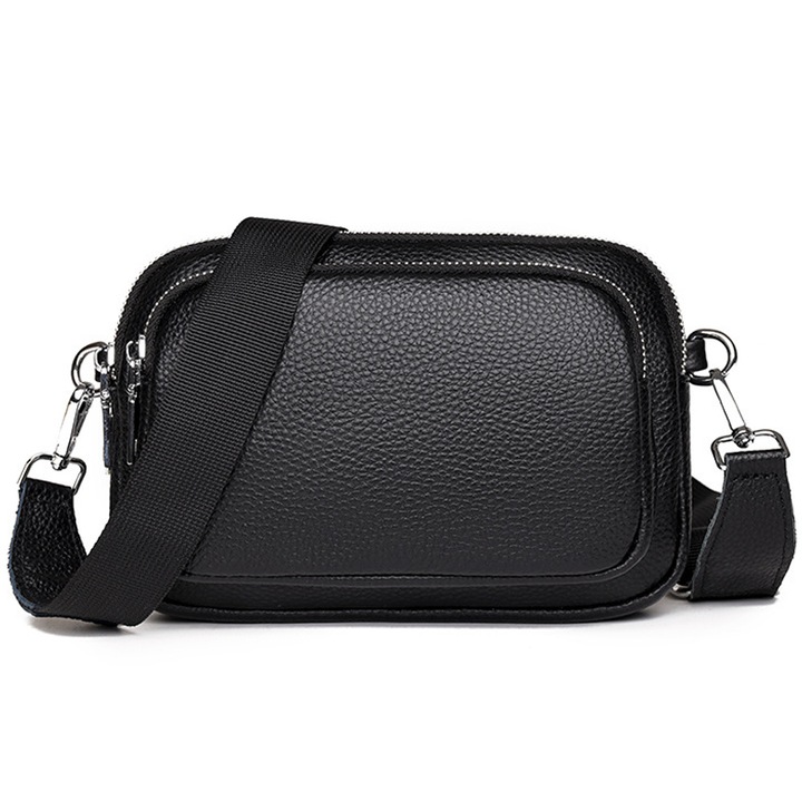 Női válltáska, multifunkcionális modell, 20.5x14.5x3cm, fekete, állítható pánt