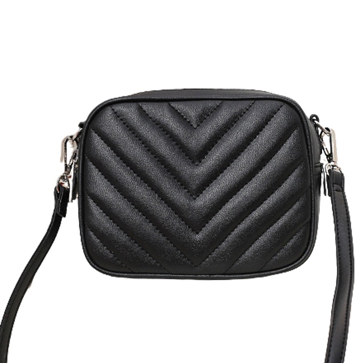 Чанта за през рамо QttvbTna, полиуретан, регулируема, черна, 18x6x14 см