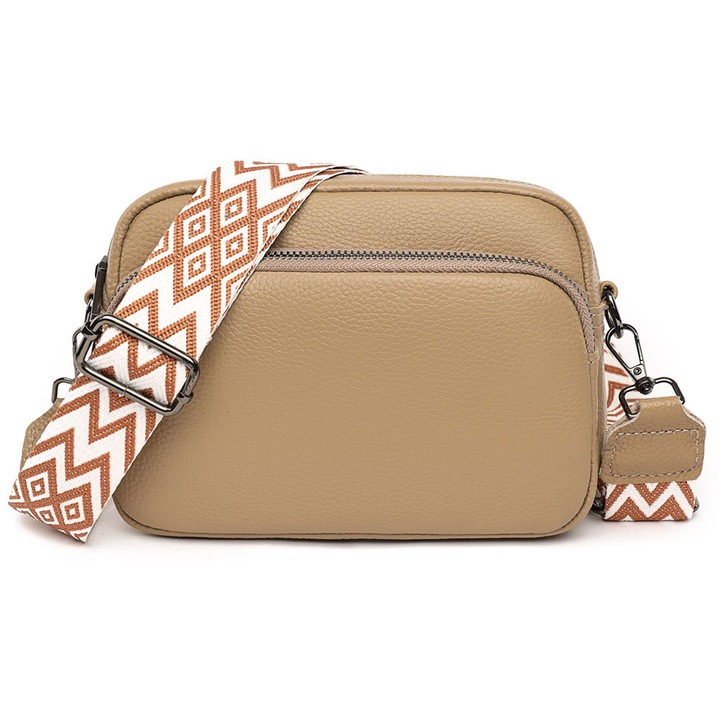 QttvbTna crossbody táska, többfunkciós, poliészter, krém, 21x15x8cm