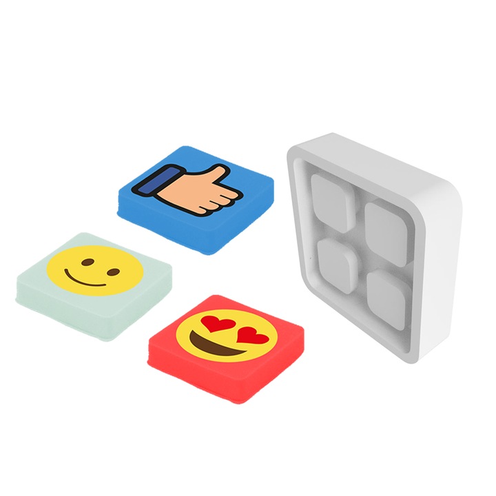 Комплект пинче Pixie Crew Emoji, Със светлоотразителна основа, 3 мултипискела, Многоцветен