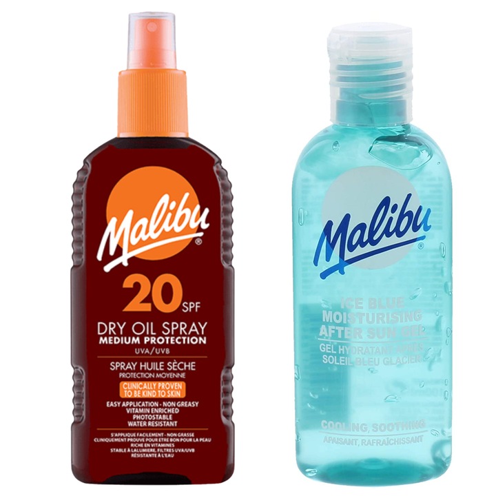 Ulei de bronzare Malibu SPF20 200ml + Gel dupa soare 100ml