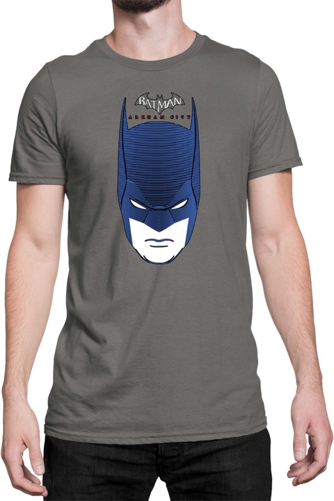 Férfi póló DC Comics Tralala Arkham City, Sötétszürke