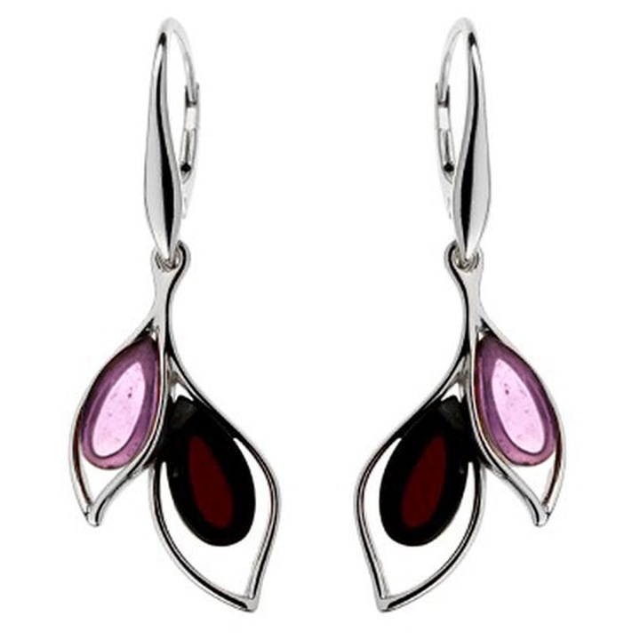 Обеци LTD Lily Les Trésors de Lily Meghan R0772, Дължина: 25 mm, ширина: 14 mm, Сребро, Червен