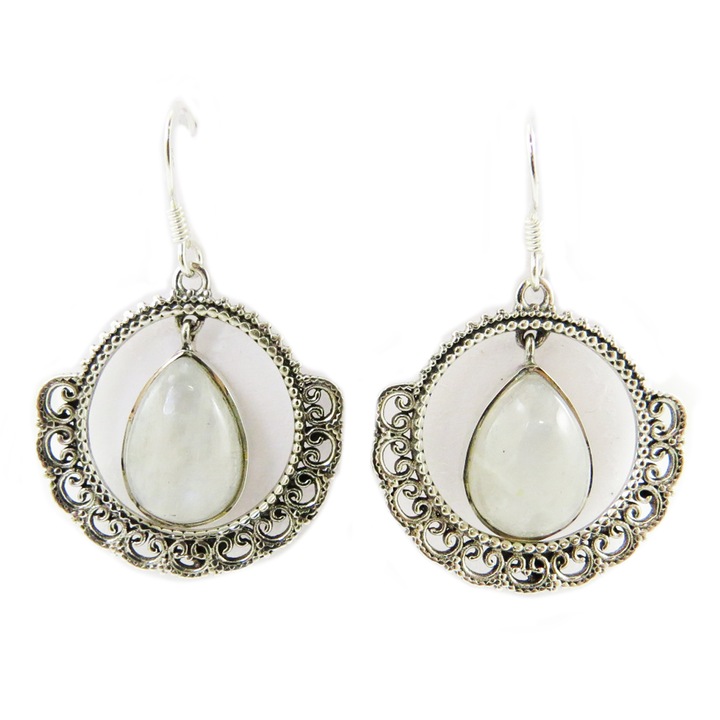 Обеци LTD Lily Les Trésors de Lily Heaven Q5705, Дължина: 25 mm, ширина: 25 mm, Сребро, Бял