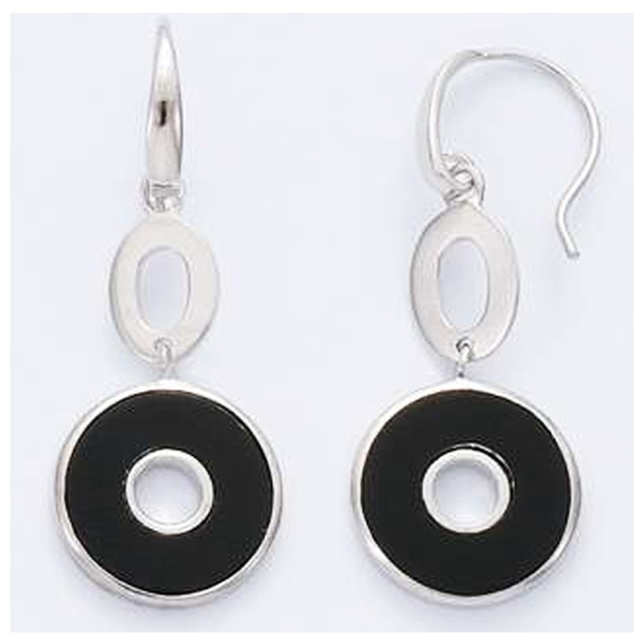 Обеци LTD Lily Les Trésors de Lily Sagesse I3997, Дължина 25x15 mm, Сребро, Черен