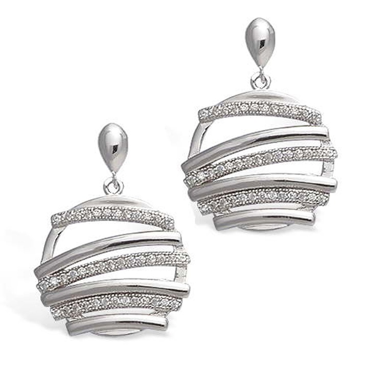 Обеци LTD Lily Les Trésors de Lily Déesse K6673, Дължина 25x17 mm, Сребро, Бял