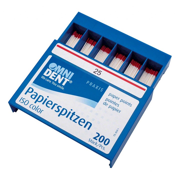 Papírkúpok fogászati gyökérkezeléshez, 25-ös méret, Omnident, 200 db