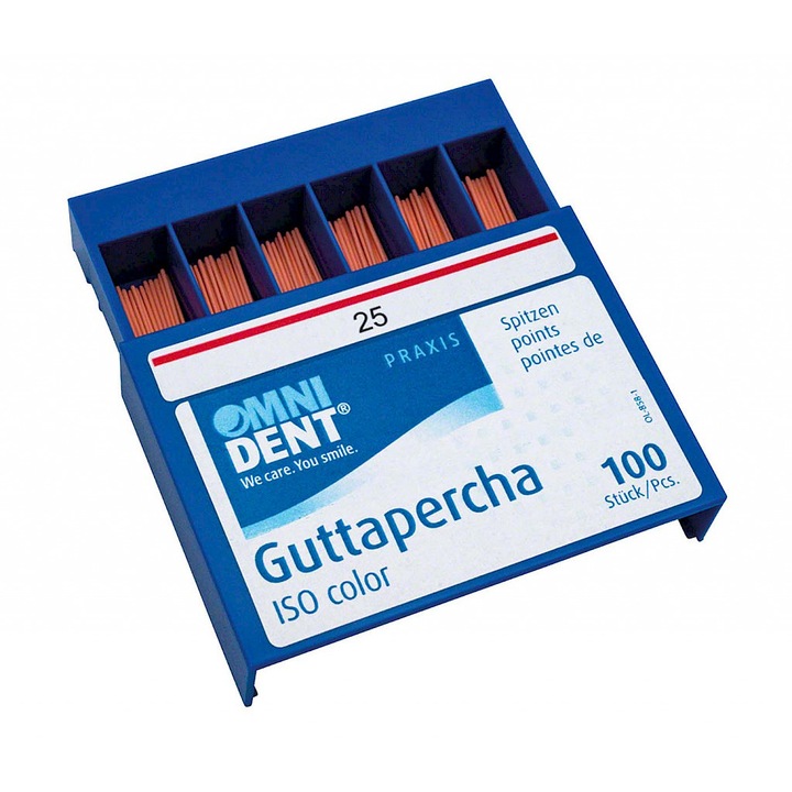 Guttapercha kúp fogászati gyökérkezeléshez, 25-ös méret, Omnident, 100 db