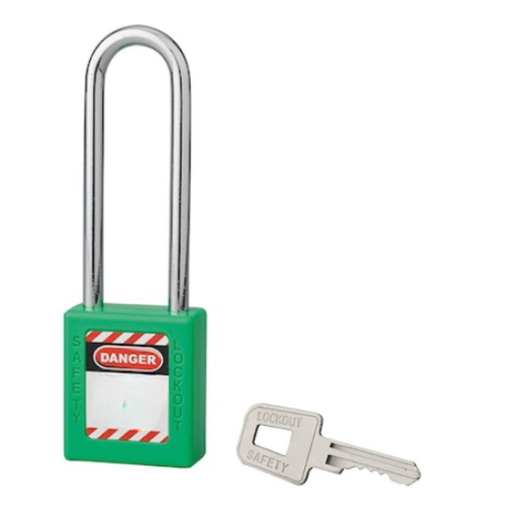 Lacat siguranta industriala, 40 mm, toarta inalta, verde