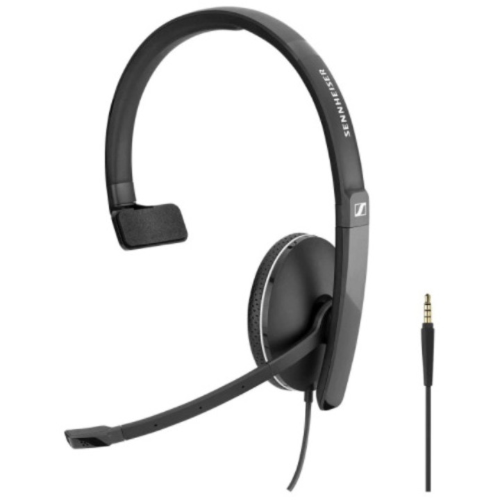 Слушалки с кабел Sennheiser SC 135, кабелни Mono UC, 3,5 мм жак за свързване