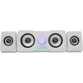 Sistem de boxe PC White Shark MOOD, 2.2 Canale, 16W RMS (5W x 2 + 3W x 2), Iluminare Rainbow LED, Alimentare USB, Interfata Audio 3.5 mm, Alb