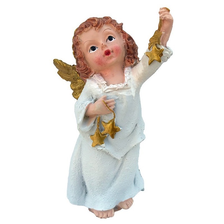 Gyanta díszítés, Angyal hangszerekkel, 6x11cm, Többszínű, M3